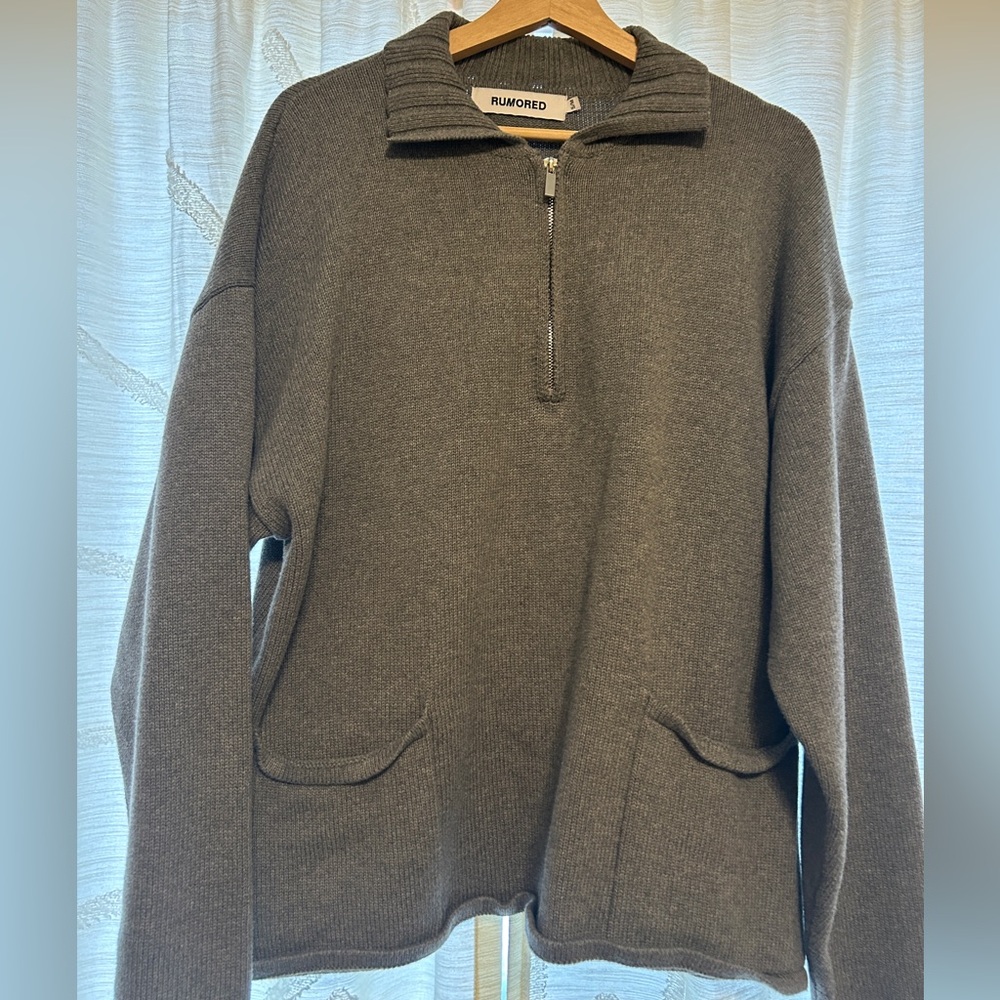 Rumored Charcoal Zip-Up Women Sweater